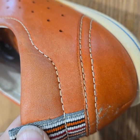 Ecco Women's Orange Leather Sneakers with Blue Soles - Picture 8 of 8